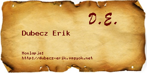 Dubecz Erik névjegykártya